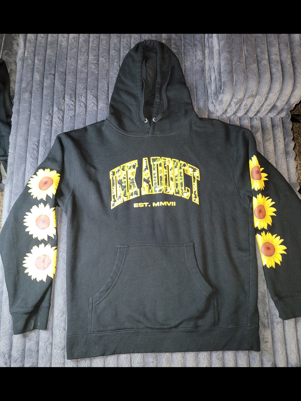 INK ADDICT Black Sunflower Graphic Hoodie - EST. MMVII